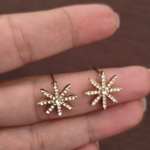 Starburst gold-plated earrings with rhinestones, like new