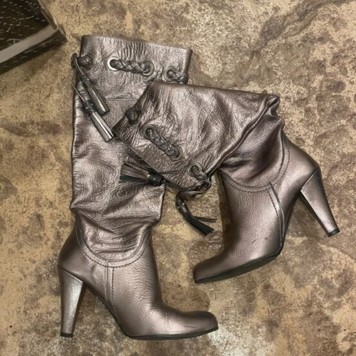 New Matic leather boots, silver, size 37