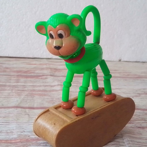 Monkey figure Vintage British Patent Push Puppet used