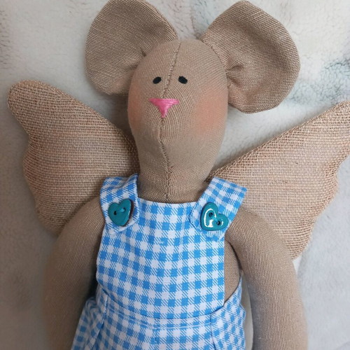 Tilda doll mouse made of cotton and linen fabric new
