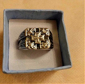 Eντυπωσιακό δαχτυλίδι με ανάγλυφο  one size (adjustable) /Gothic Cross Amulet -signet  Ring