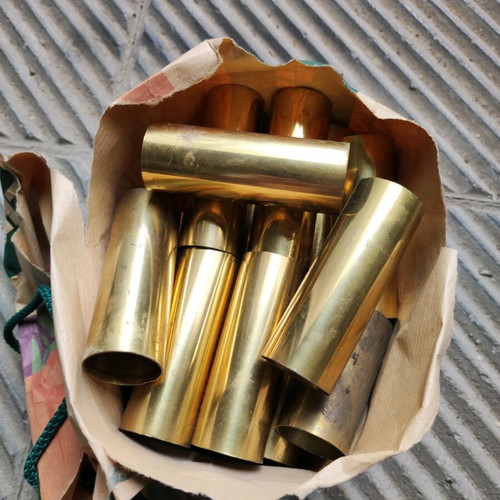 Antique wall lights used, set of 13, brass