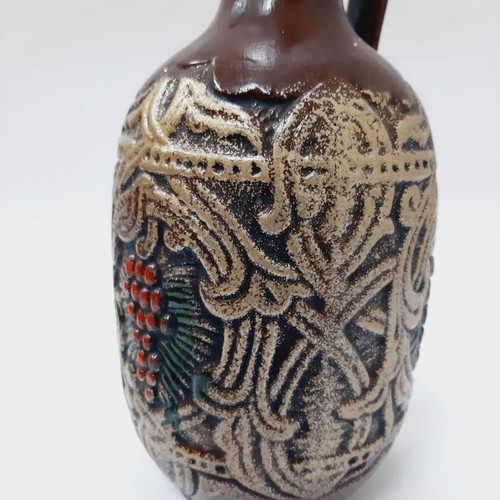 Bulgarian ceramic wine jug like new, richly decorated, 27 cm
