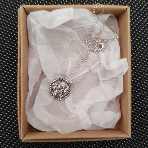Necklace with polygonal pendant silver 925 new