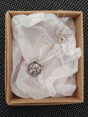 Necklace with polygonal pendant silver 925 new