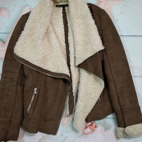 BSB suede jacket used with fur lining, size M, beige brown