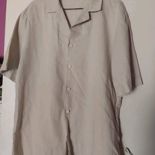 Miz-U linen short sleeve shirt size L beige like new