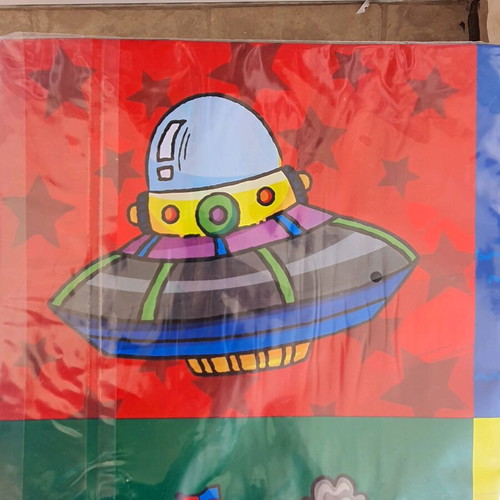 Children's party set new with plastic tablecloths and napkins