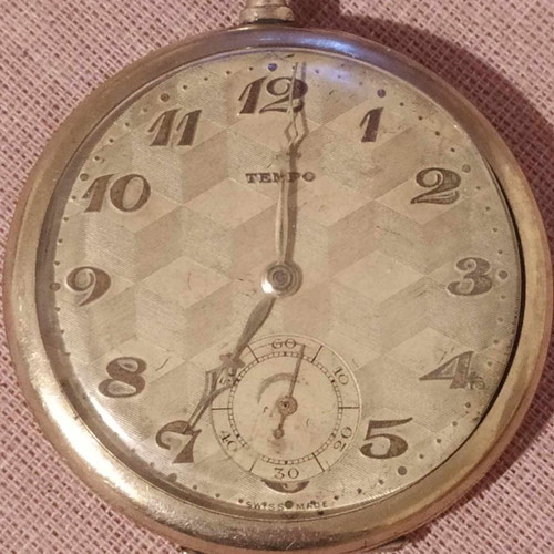 Tempo pocket watch used, vintage Swiss Art Deco 1920/30's