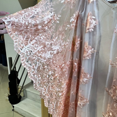 Lace caftan dress long new large beige orange