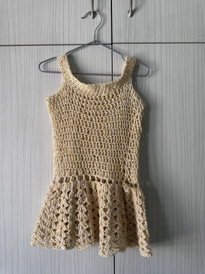 Handmade yellow crochet dress for girls 4-5 years