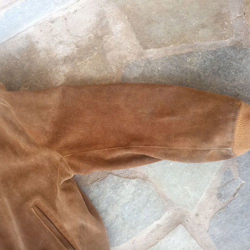 Bomber jacket Schott made of quality goat suede used, brown, size 48