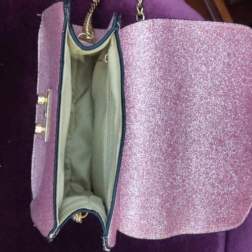Evening shoulder bag pink with glitter new