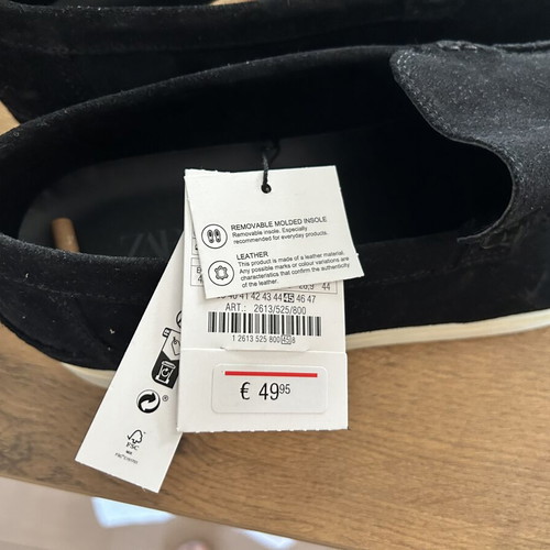 Zara leather shoes new, size 45, black loafers