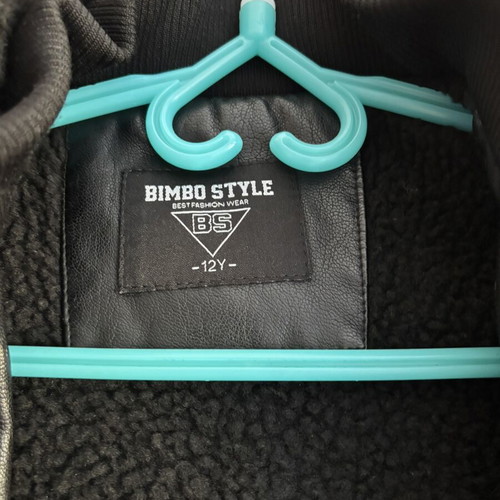 Bimbo Style kids leather jacket, black, size 12