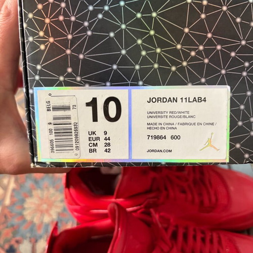 Jordan 11LAB4 sneakers new, size 44, red