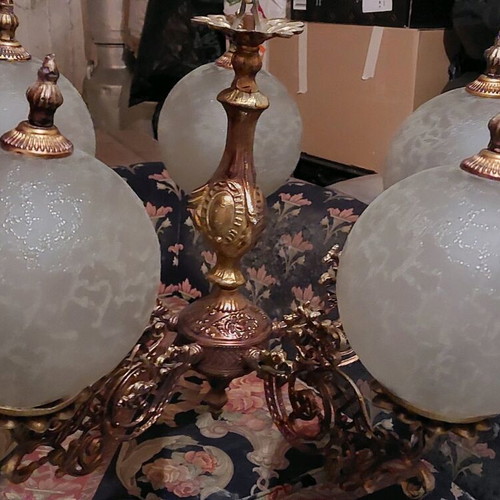 Vintage ceiling light used with 5 antique bulbs
