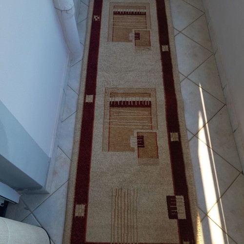 Carpet runners set of 3 used, burgundy and beige