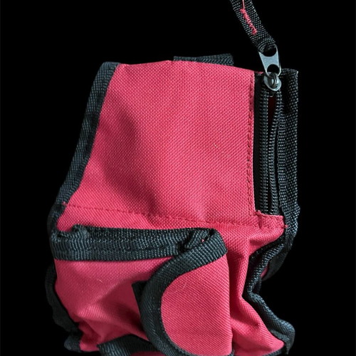 Waist bag new, red with multiple compartments and zipper