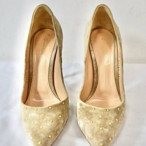Gianvito Rossi suede pumps used, beige gold, size 38.5