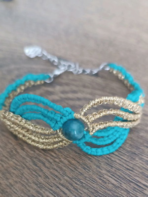 Macrame bracelet with agate semi-precious stone new