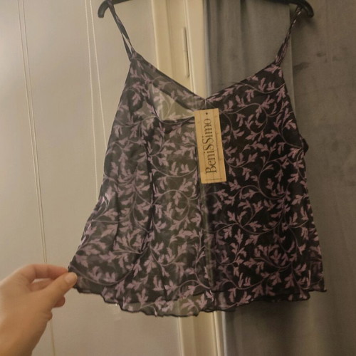 Benissimo blouse new black floral with adjustable straps