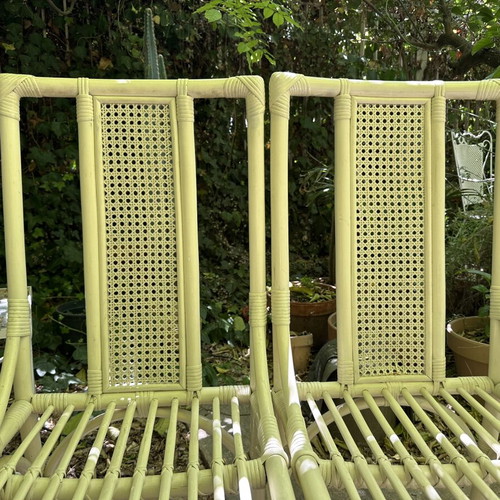 Vintage Faux Bamboo Chairs set of 4, solid wood and lacquer