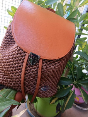 Handmade brown-chocolate backpack bag new