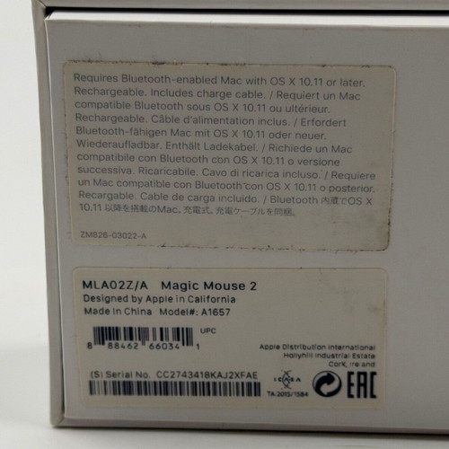 Apple Magic Mouse wireless multi-touch mouse used with box
