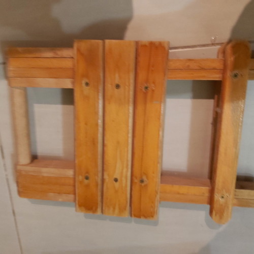 Set of folding wooden stools brown beech