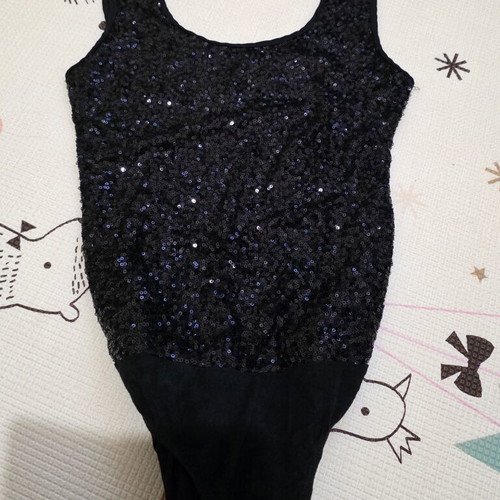 Black Sequin Scoop Neck Bodysuit like new