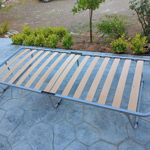 Folding bed frame 1.98x0.80m with wooden anatomical slats