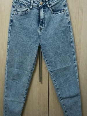 Women's high-waisted denim jeans used, light blue slim fit