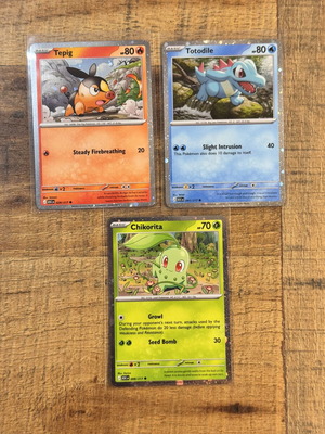 Starter Pokemon Set Tepig 029/217 Totodile 041/217 Chikorita 008/217 Ascended Heroes Cosmos Holo new