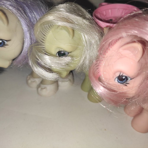 My Little Pony El Greco Blue Belle, Minty, Cotton Candy & accessories pack used