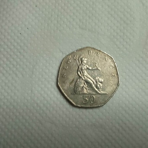 Coin 50 pence England 1970 used in good condition