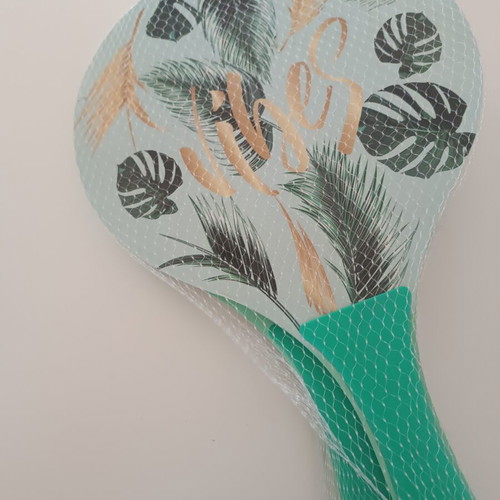 Beach paddle set with ball, new, tropical design