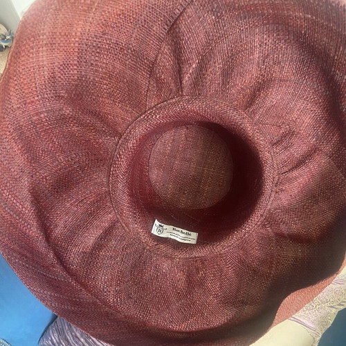 Wide Brim Hat used, burgundy brown from Madagascar, size M