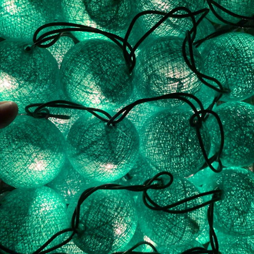 Garland with 35 lights and balls new, handmade in light green