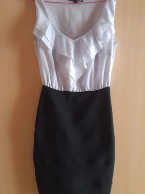 Mini fitted dress like new, black and white, size S