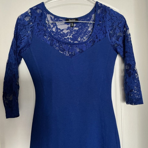 Bershka dress blue like new, cotton, elastane and polyester
