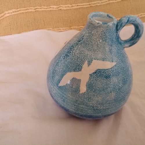 Ceramic decorative jug used, handmade Cycladic style