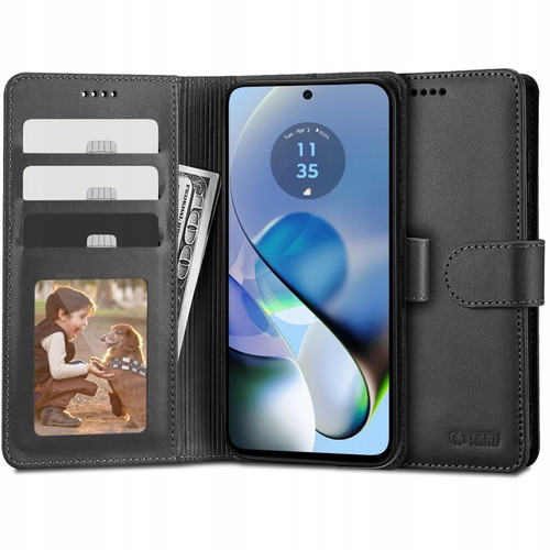 Tech-Protect Matte Wallet case for Xiaomi Redmi Note 14 4G new, black leatherette