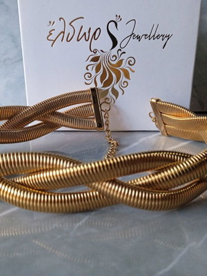 Choker necklace triple braided gold stainless steel like new eldor jewellery