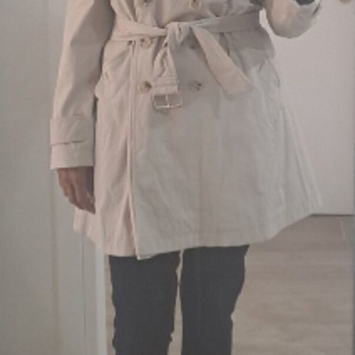 Theory women's trench coat like new, size L, white and gray