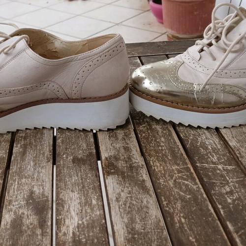 Nine West women's oxfords shoes beige - gold used, size 37