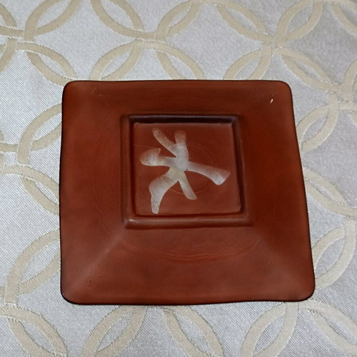 Decorative glass plate burgundy new