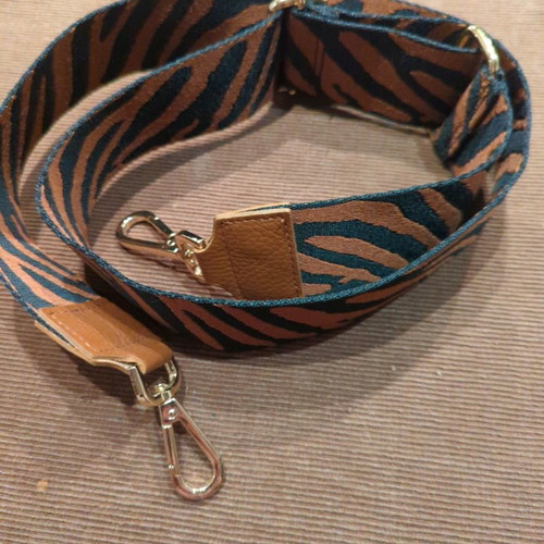 Animal print bag strap brown black new with gold details