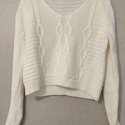 Easywear Cable Knit Cropped Sweater Off-White Size S/M New