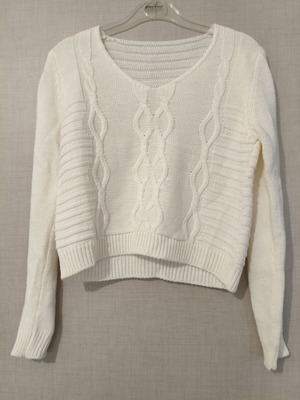 Easywear Cable Knit Cropped Sweater Off-White Size S/M New